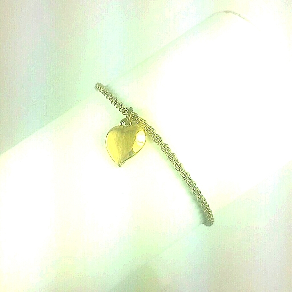 Bracelet Gold tone rope  with chain heart charm